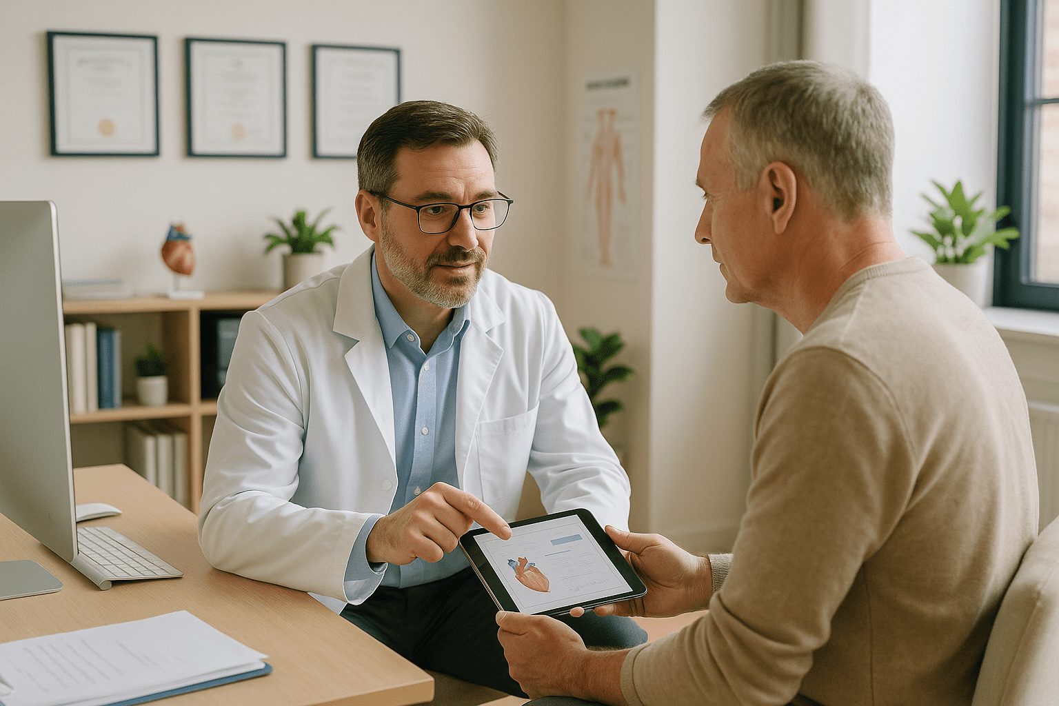 paciente no consultório do cardiologista com pressão baixa